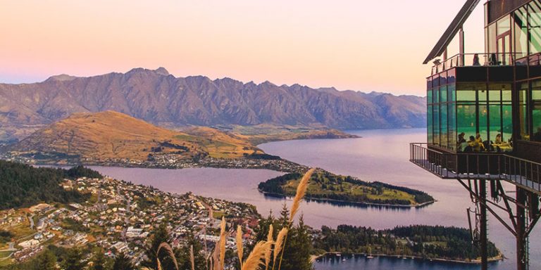 Stratosfare restaurant with views of Lake Wakatipu and the Remarkables